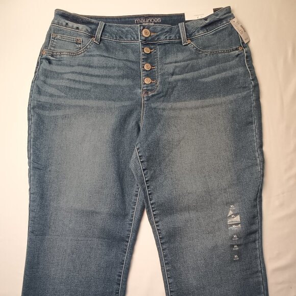 NWT Maurices Jegging Size XL Short High Rise Buttonfly Skinny Leg Medium Wash - Picture 3 of 10
